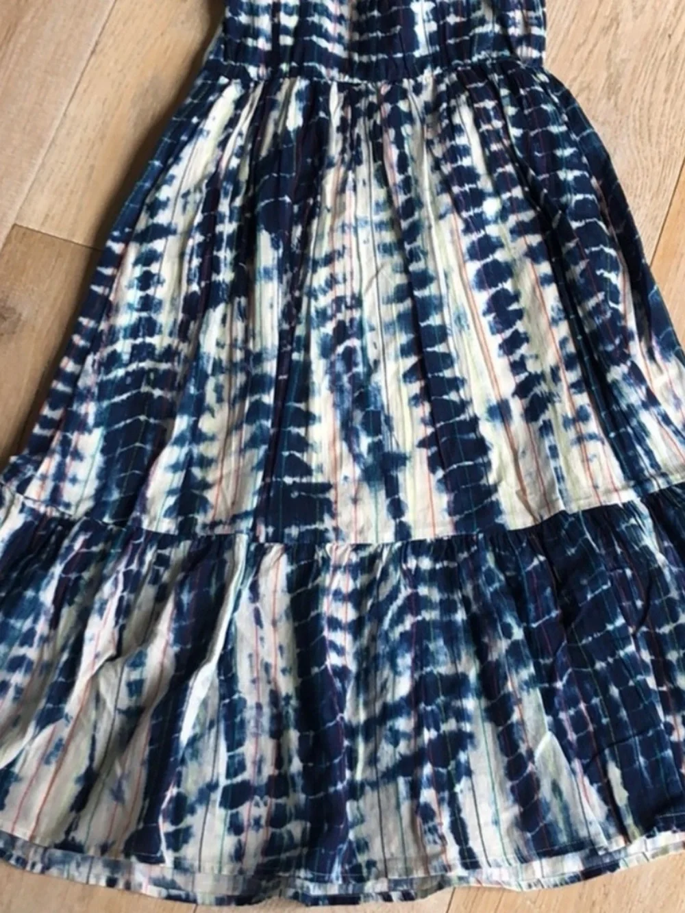Girls 100% Cotton Blue Tie-Dye Tiered Maxi Dress Made in India